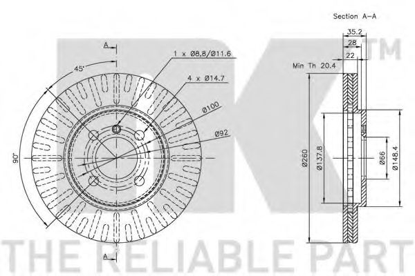 Тормозной диск NK 201509