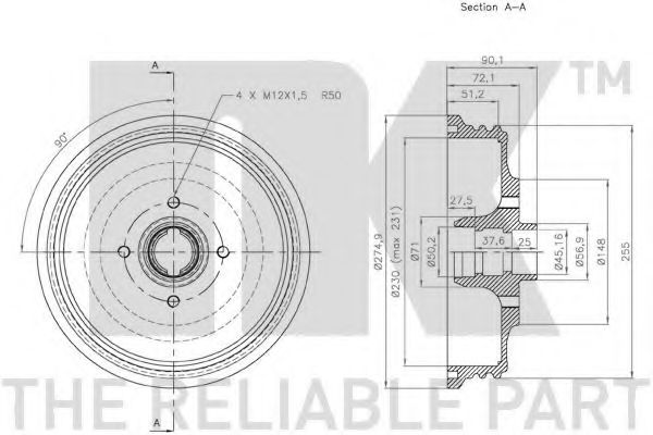 Тормозной барабан NK 252316