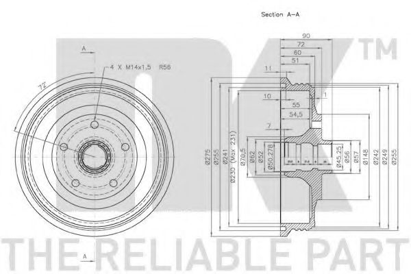 Тормозной барабан LUCAS ELECTRICAL DB4221