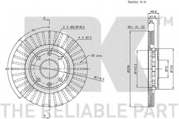 Тормозной диск NK 313502