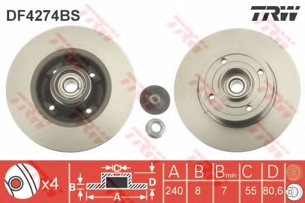 Тормозной диск TRW DF4274BS