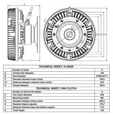 Сцепление, вентилятор радиатора AUGER 71441