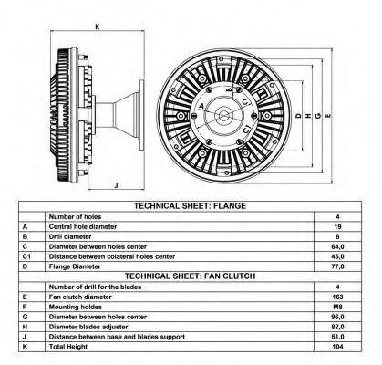Сцепление, вентилятор радиатора AUGER 58536