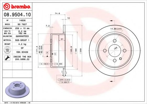 Тормозной диск BRECO BS 7627