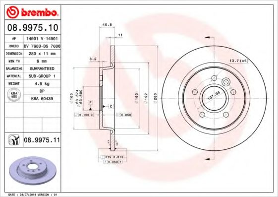 Тормозной диск BRECO BS 7680