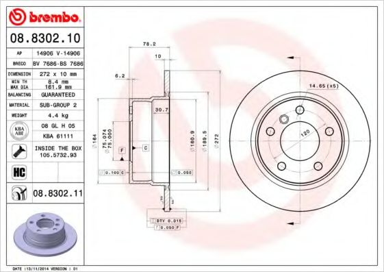 Тормозной диск BRECO BS 7686