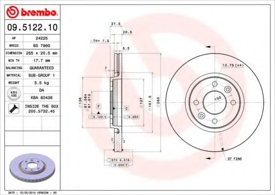 Тормозной диск BRECO BS 7960