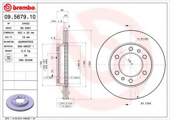 Тормозной диск BRECO BS 8091