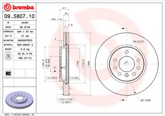 Тормозной диск BRECO BS 8140