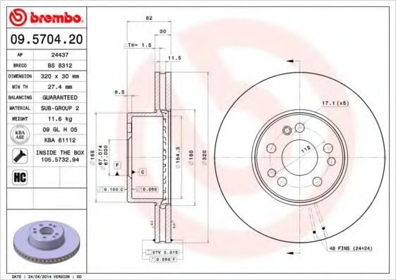 Тормозной диск BRECO BS 8312