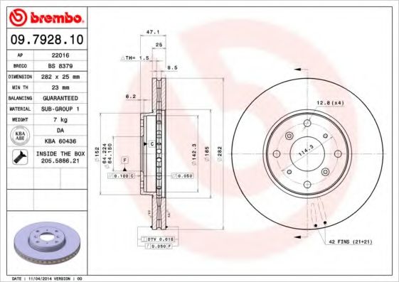 Тормозной диск BRECO BS 8379