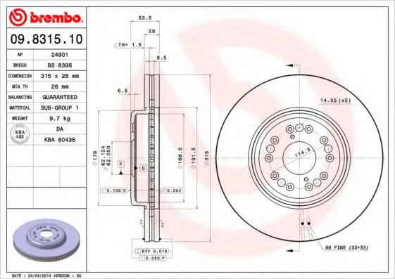 Тормозной диск BRECO BS 8398
