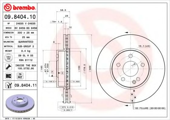 Тормозной диск BRECO BS 8459