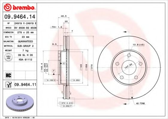 Тормозной диск BRECO BS 8508