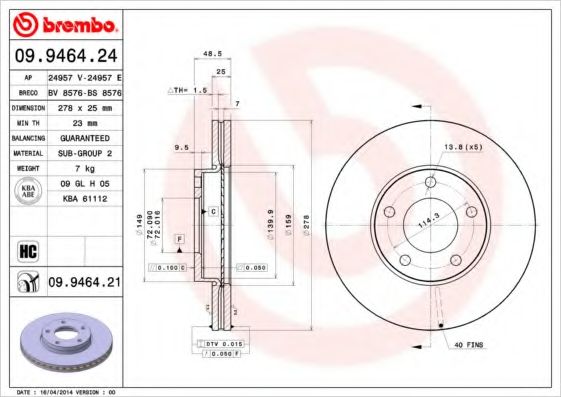 Тормозной диск BRECO BS 8576