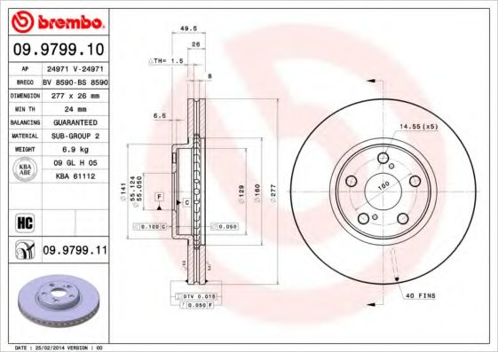 Тормозной диск BRECO BS 8590