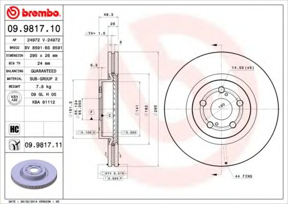 Тормозной диск BRECO BS 8591