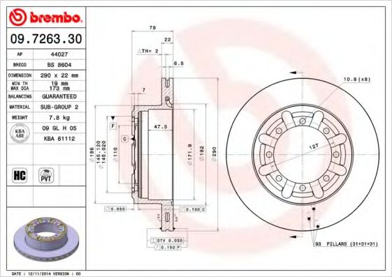 Тормозной диск BRECO BS 8604