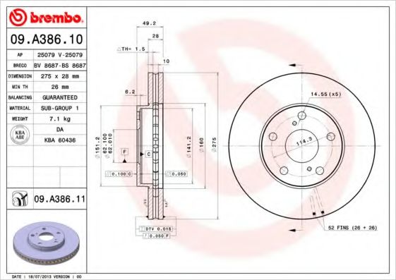 Тормозной диск BRECO BS 8687