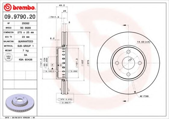 Тормозной диск BRECO BS 8688