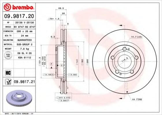 Тормозной диск BRECO BS 8747