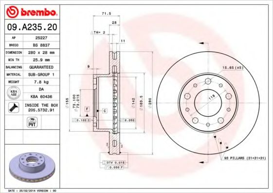 Тормозной диск BRECO BS 8837