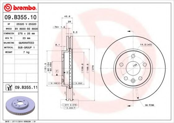 Тормозной диск BRECO BS 8930