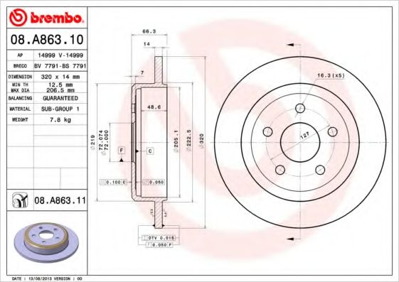 Тормозной диск BRECO BV 7791