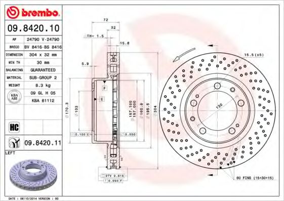 Тормозной диск BRECO BV 8416