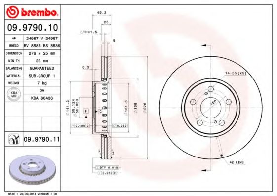 Тормозной диск BRECO BV 8586