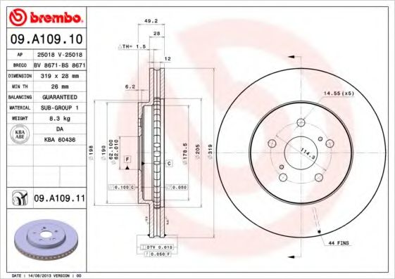 Тормозной диск BRECO BV 8671