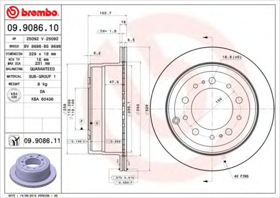 Тормозной диск BRECO BV 8698