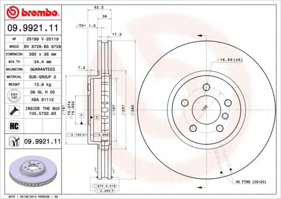 Тормозной диск BRECO BV 8728