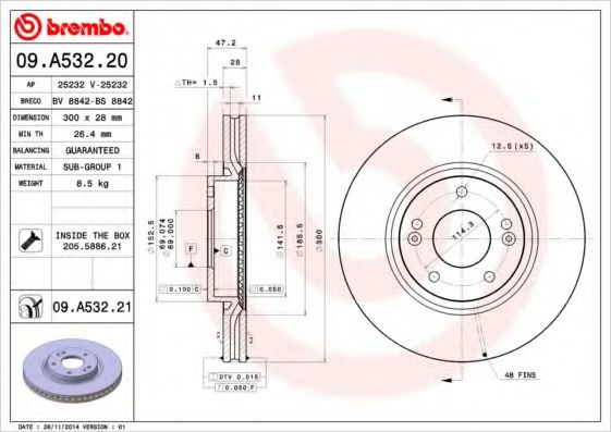 Тормозной диск BRECO BV 8842
