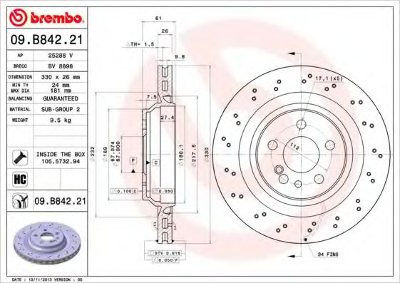 Тормозной диск BRECO BV 8898