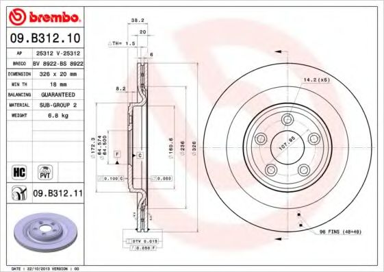 Тормозной диск BRECO BV 8922