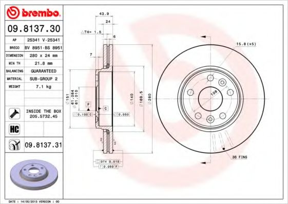 Тормозной диск BRECO BV 8951