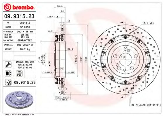 Тормозной диск BRECO BZ 9153