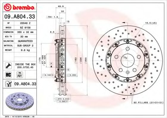 Тормозной диск BRECO BZ 9158