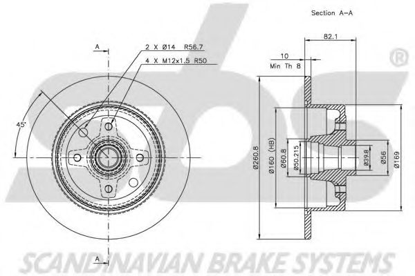 Тормозной диск EURODEAL AUTOPARTS 615