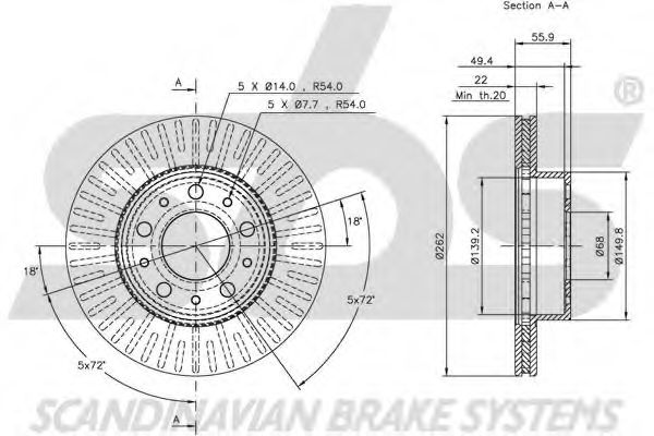Тормозной диск EURODEAL AUTOPARTS 594