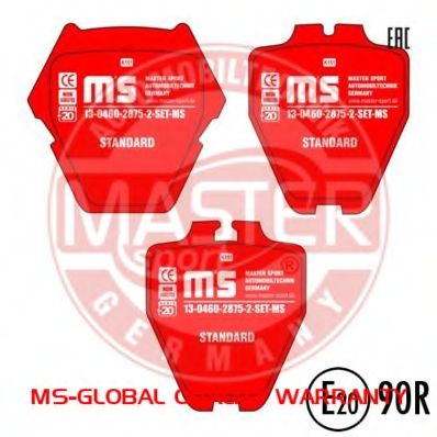 Комплект тормозных колодок, дисковый тормоз MASTER-SPORT 13046028752N-SET-MS