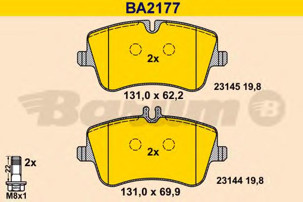 Комплект тормозных колодок, дисковый тормоз BARUM BA2177