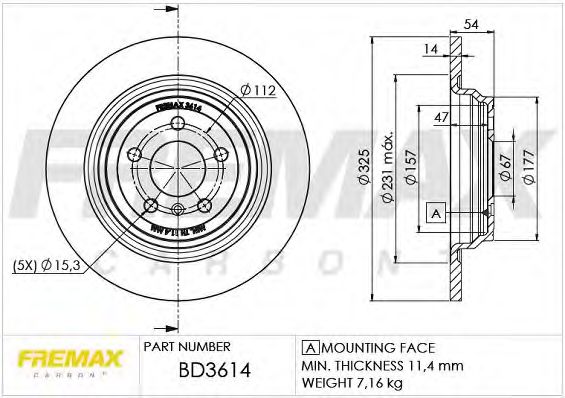Тормозной диск FREMAX BD-3614