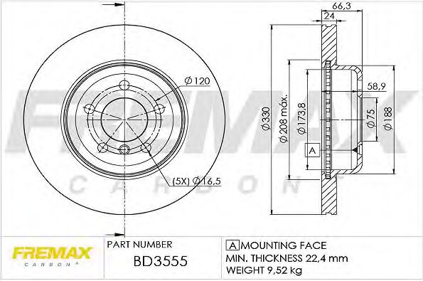 Тормозной диск FREMAX BD-3555