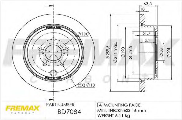 Тормозной диск FREMAX BD-7084