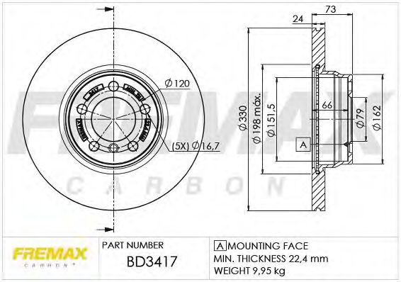 Тормозной диск FREMAX BD-3417