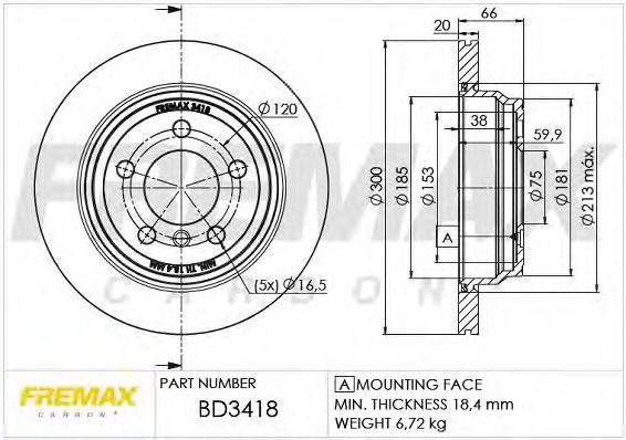 Тормозной диск FREMAX BD-3418