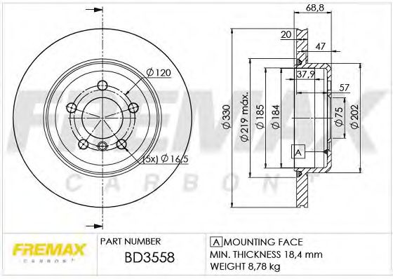 Тормозной диск FREMAX BD-3558