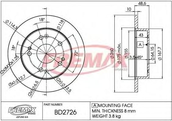 Тормозной диск FREMAX BD-2726